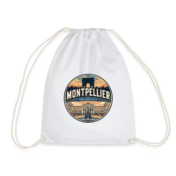 Retro Montpellier Comédie Square Abzeichen - Turnbeutel - Weiß - Vorne