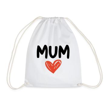 Handgezeichnetes Herz – Ich liebe dich, Mama - Turnbeutel - Weiß - Vorne
