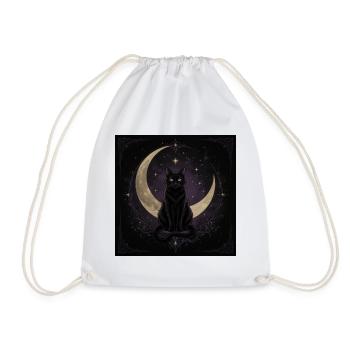 Gothic Black Cat – Crescent Moon - Turnbeutel - Weiß - Vorne