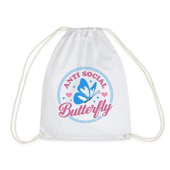 Anti Social Butterfly - Drawstring Bag - white - Front