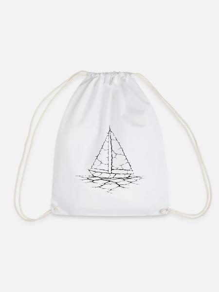 Cracked Sailboat – Minimalistisches Segelmotiv - Turnbeutel - Weiß