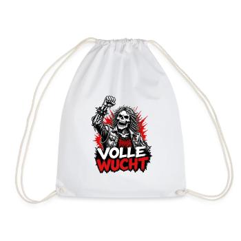 Volle Wucht – Skelett Thrash Metal Maskottchen - Turnbeutel - Weiß - Vorne