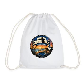 North Carolina Tar Heel State Leuchtturmabzeichen - Turnbeutel - Weiß - Vorne