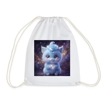 Cute fluffy blue fantasy creature holding a magic  - Turnbeutel - Weiß - Vorne