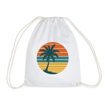 Retro Sunset – Palme & Sonne 70er Jahre T-Shirt - Turnbeutel - Weiß - Vorne
