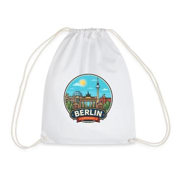 Berlin, Deutschland, Brandenburger Tor Reiseabzeichen - Turnbeutel - Weiß - Vorne