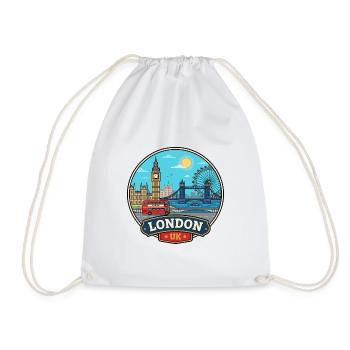 London UK Reiseabzeichen Big Ben Tower Bridge - Turnbeutel - Weiß - Vorne