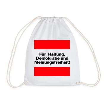 FÜR HALTUNG, DEMOKRATIE UND MEINUNGSFREIHEIT! - Turnbeutel - Weiß - Vorne