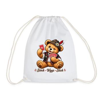 Für Jasserinnen & Jasser - Teddy Stöck Wyys Stich - Turnbeutel - Weiß - Vorne