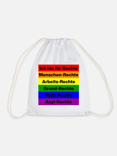 ICH BIN FÜR RECHTE! FÜR DEMOKRATIE, DEUTSCHLAND - Turnbeutel - Weiß