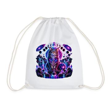 Kosmische Katze – Mystisches Galaxie Design - Turnbeutel - Weiß - Vorne