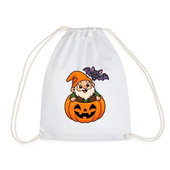 Kuscheliger Gnom im Kürbis Halloween - Turnbeutel - Weiß - Vorne