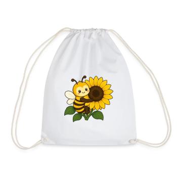 Bee Sunflower Hug – Sunny Buzz - Turnbeutel - Weiß - Vorne