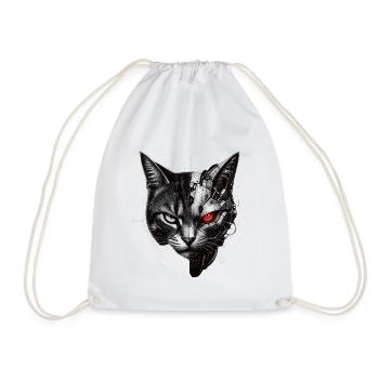 Halb-Katze Cyborg-Katze - Turnbeutel - Weiß - Vorne