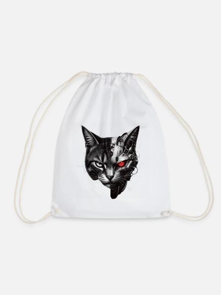 Halb-Katze Cyborg-Katze - Turnbeutel - Weiß