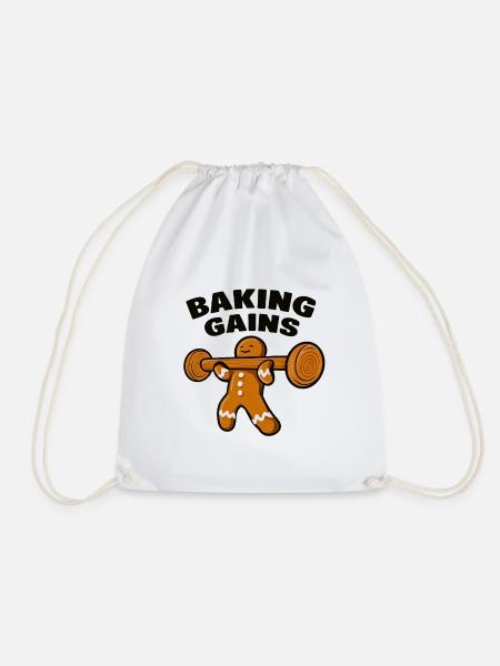Baking Gains: Ginger Krafttraining - Turnbeutel - Weiß