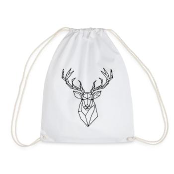 Geometric Deer – Polygon Hirsch Silhouette - Turnbeutel - Weiß - Vorne