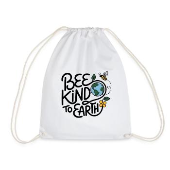 Bee Kind to Earth – Abeille & Terre Écologique - Turnbeutel - Weiß - Vorne