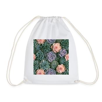 Pastellrosa und Sukkulenten - Turnbeutel - Weiß - Vorne