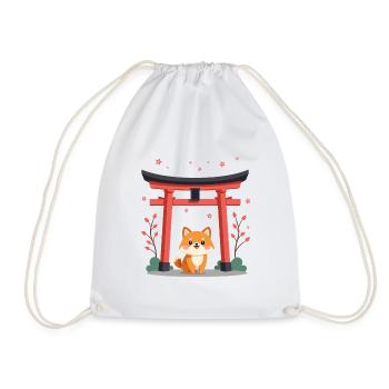 Cute Shiba Dog Cherry Blossom - Turnbeutel - Weiß - Vorne