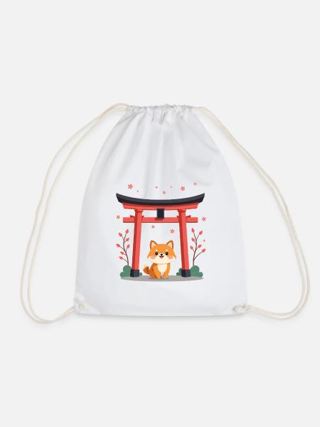 Cute Shiba Dog Cherry Blossom - Turnbeutel - Weiß