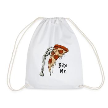 Knochenhand Pizza Bite Me - Turnbeutel - Weiß - Vorne