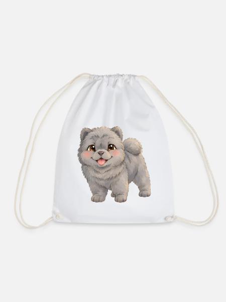 Chow-Chow – flauschiger dunkler Hundewelpe - Turnbeutel - Weiß