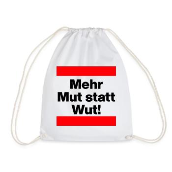 MEHR MUT STATT WUT BUNTE MENSCHENKETTE, NIE WIEDER - Turnbeutel - Weiß - Vorne