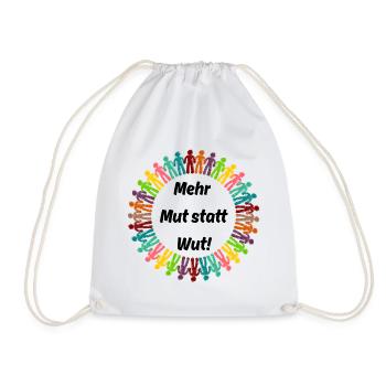 MEHR MUT STATT WUT BUNTE MENSCHENKETTE, NIE WIEDER - Turnbeutel - Weiß - Vorne