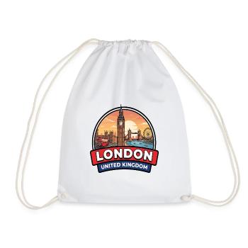 London UK Reiseabzeichen Big Ben Tower Bridge Geschenk - Turnbeutel - Weiß - Vorne