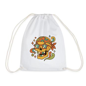 Grooviger Schädel mit Bandana und Sternsonnenbrille - Turnbeutel - Weiß - Vorne