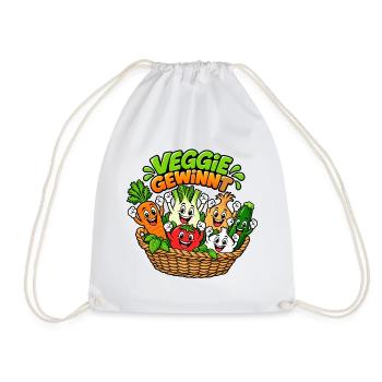 Veggie Gewinn Gemüsekorb Cartoon - Turnbeutel - Weiß - Vorne