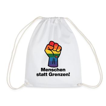 MENSCHEN STATT GRENZEN. BOTSCHAFT GEGEN RECHTS - Turnbeutel - Weiß - Vorne