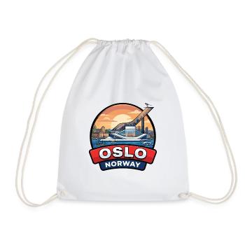Oslo Norwegen Reiseabzeichen Opernhaus Fjord Geschenk - Turnbeutel - Weiß - Vorne