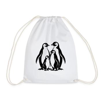 Pinguin-Familie - Turnbeutel - Weiß - Vorne