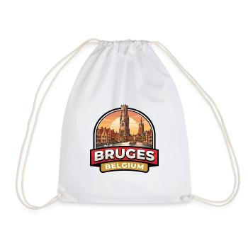 Brügge Belgien Reiseabzeichen Glockenturm Kanäle Geschenk - Turnbeutel - Weiß - Vorne