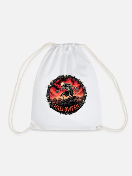 Nightmare Ghost Skateboarder Eingerahmt Circular Dark - Turnbeutel - Weiß