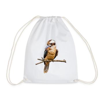 Lachender Hans Kookaburra Vogel Vektor Grafik - Turnbeutel - Weiß - Vorne