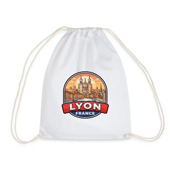 Lyon Frankreich Reiseabzeichen Fourvière-Basilika Geschenk - Turnbeutel - Weiß - Vorne
