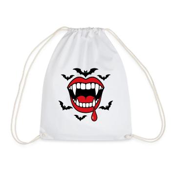 Halloween Vampirzähne Fledermäuse Horror Shirt - Turnbeutel - Weiß - Vorne
