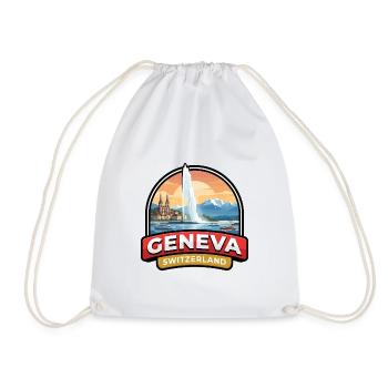 Genfer Schweiz Reiseabzeichen Jet d Eau Geschenk - Turnbeutel - Weiß - Vorne