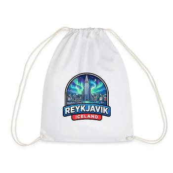 Reykjavik Island Reiseabzeichen Aurora Church Geschenk - Turnbeutel - Weiß - Vorne