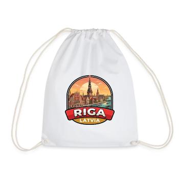 Riga Lettland Reiseabzeichen Haus der Schwarzkopf-Geschenk - Turnbeutel - Weiß - Vorne