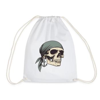 Piratenschädel mit Bandana - Turnbeutel - Weiß - Vorne