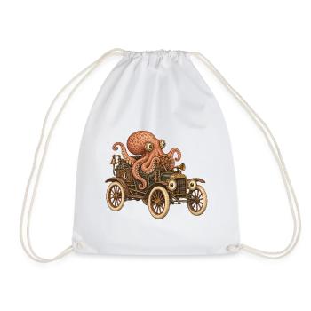 Oktopus Steampunk Auto Abenteuer - Turnbeutel - Weiß - Vorne