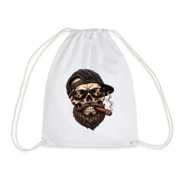 Skull Vibes – Bartmode auf Bearded Skull - Turnbeutel - Weiß - Vorne