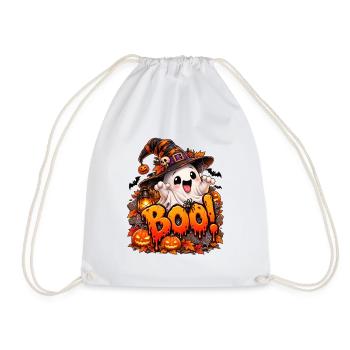 Boo Halloween Geist mit Kürbissen - Turnbeutel - Weiß - Vorne