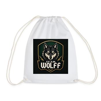 Team Wolf Namensschild Familienname Firma Name - Turnbeutel - Weiß - Vorne
