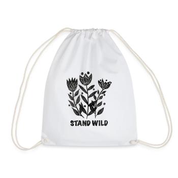Stand Wild Floral Botanical Print Schwarz - Turnbeutel - Weiß - Vorne