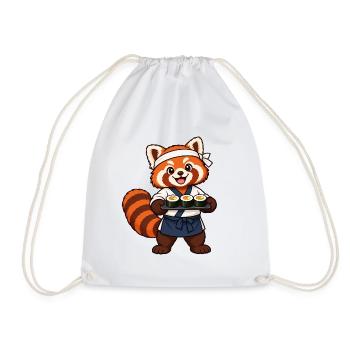Red Panda Sushi-Koch mit Sushi-Rollen - Turnbeutel - Weiß - Vorne